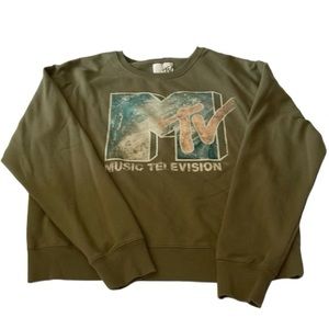 MTV Crop Army Green Sweatshirt Size L
